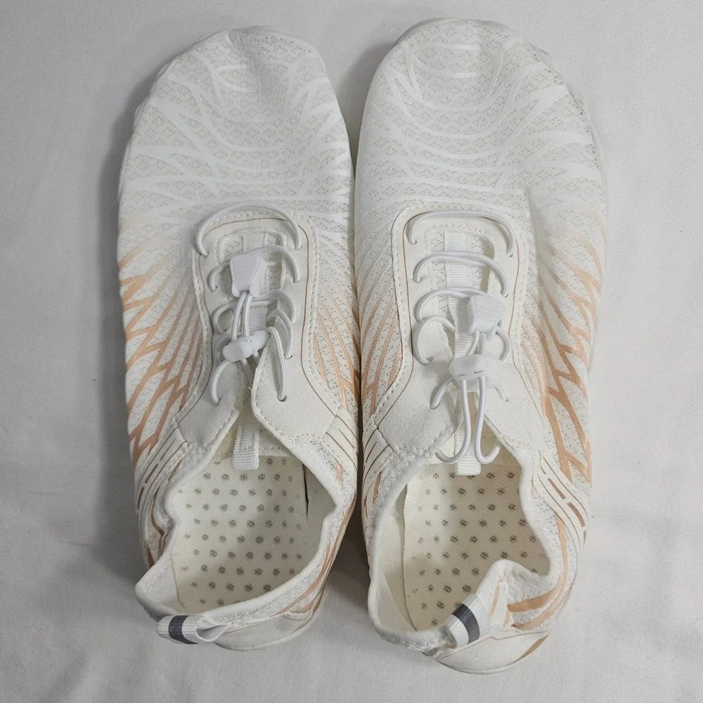 White Rose/Gold Barefoot Water Shoes Minimalist Quick Dry Aqua Sneaker Women -11